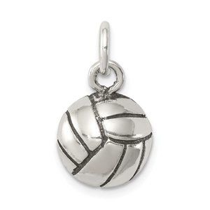 Volleyball Charm Sports Pendant Sterling Silver Antiqued